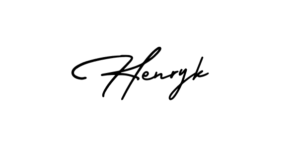 How to make Henryk name signature. Use AmerikaSignatureDemo-Regular style for creating short signs online. This is the latest handwritten sign. Henryk signature style 3 images and pictures png