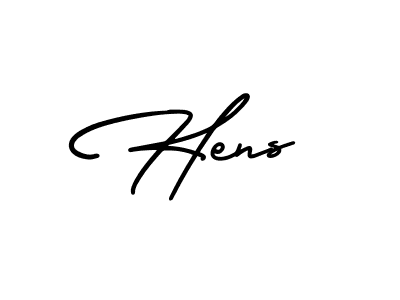 You should practise on your own different ways (AmerikaSignatureDemo-Regular) to write your name (Hens) in signature. don't let someone else do it for you. Hens signature style 3 images and pictures png