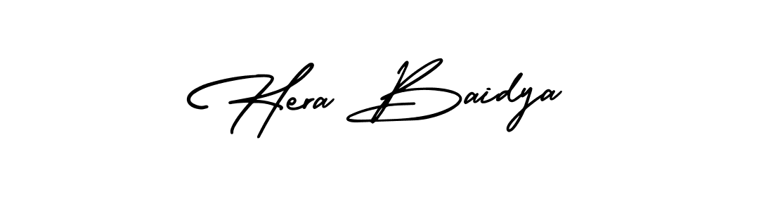 The best way (AmerikaSignatureDemo-Regular) to make a short signature is to pick only two or three words in your name. The name Hera Baidya include a total of six letters. For converting this name. Hera Baidya signature style 3 images and pictures png