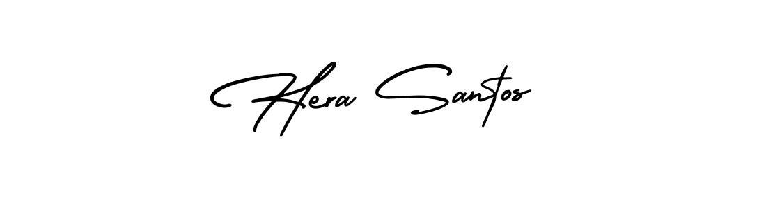 You should practise on your own different ways (AmerikaSignatureDemo-Regular) to write your name (Hera Santos) in signature. don't let someone else do it for you. Hera Santos signature style 3 images and pictures png