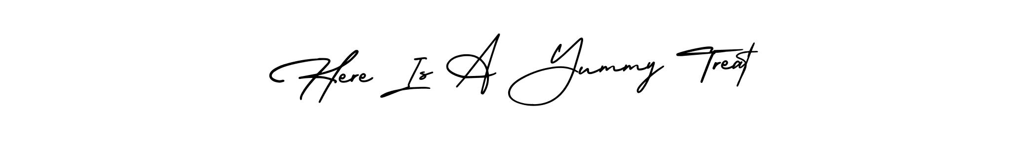 This is the best signature style for the Here Is A Yummy Treat name. Also you like these signature font (AmerikaSignatureDemo-Regular). Mix name signature. Here Is A Yummy Treat signature style 3 images and pictures png