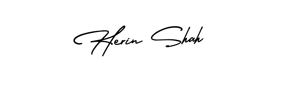 AmerikaSignatureDemo-Regular is a professional signature style that is perfect for those who want to add a touch of class to their signature. It is also a great choice for those who want to make their signature more unique. Get Herin Shah name to fancy signature for free. Herin Shah signature style 3 images and pictures png