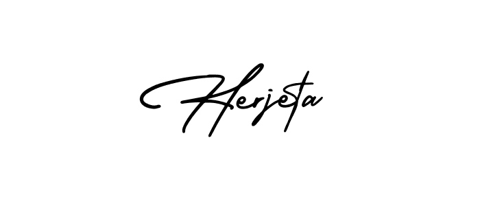 The best way (AmerikaSignatureDemo-Regular) to make a short signature is to pick only two or three words in your name. The name Herjeta include a total of six letters. For converting this name. Herjeta signature style 3 images and pictures png