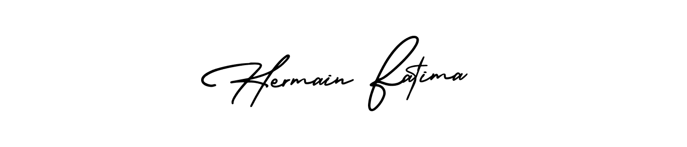 It looks lik you need a new signature style for name Hermain Fatima. Design unique handwritten (AmerikaSignatureDemo-Regular) signature with our free signature maker in just a few clicks. Hermain Fatima signature style 3 images and pictures png