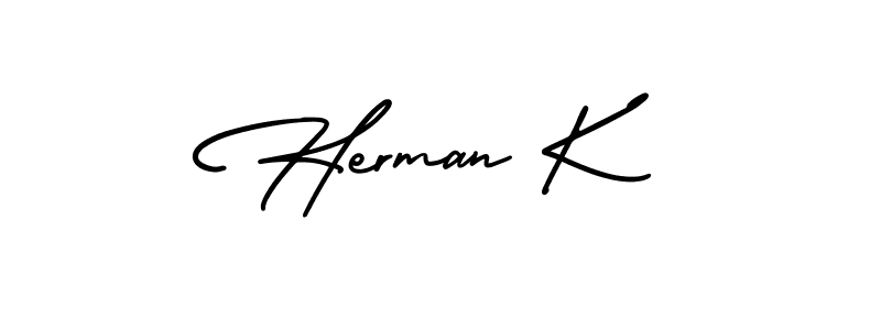 How to Draw Herman K signature style? AmerikaSignatureDemo-Regular is a latest design signature styles for name Herman K. Herman K signature style 3 images and pictures png