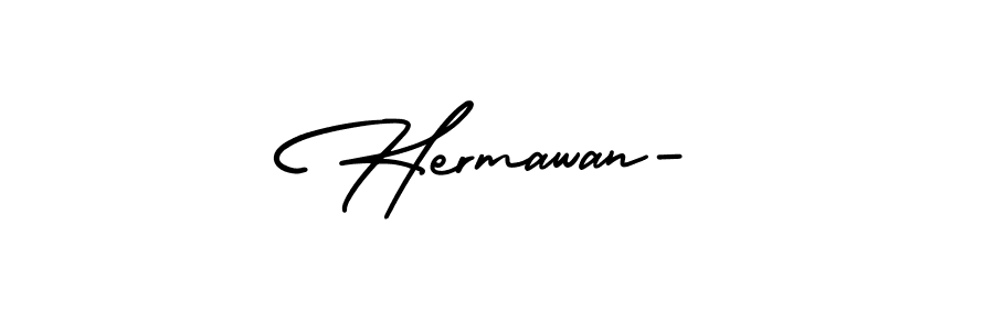 Make a beautiful signature design for name Hermawan-. With this signature (AmerikaSignatureDemo-Regular) style, you can create a handwritten signature for free. Hermawan- signature style 3 images and pictures png