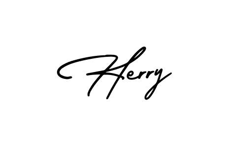 How to make Herry name signature. Use AmerikaSignatureDemo-Regular style for creating short signs online. This is the latest handwritten sign. Herry signature style 3 images and pictures png