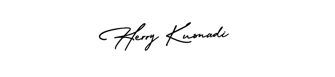 The best way (AmerikaSignatureDemo-Regular) to make a short signature is to pick only two or three words in your name. The name Herry Kusnadi include a total of six letters. For converting this name. Herry Kusnadi signature style 3 images and pictures png
