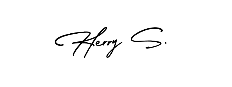 You should practise on your own different ways (AmerikaSignatureDemo-Regular) to write your name (Herry S.) in signature. don't let someone else do it for you. Herry S. signature style 3 images and pictures png