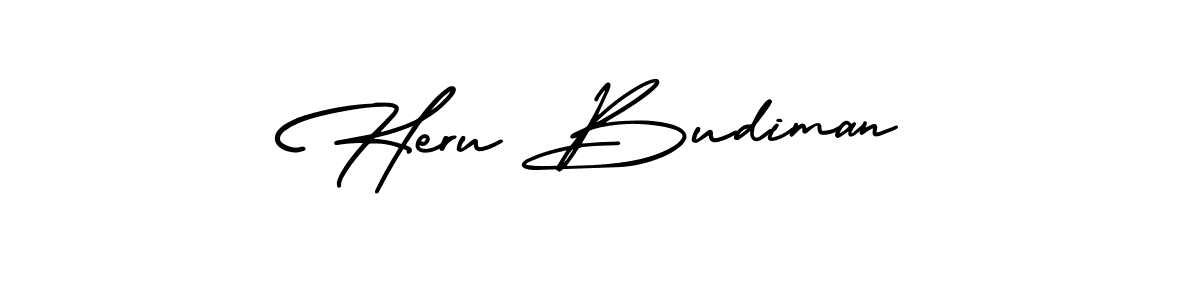 Make a beautiful signature design for name Heru Budiman. With this signature (AmerikaSignatureDemo-Regular) style, you can create a handwritten signature for free. Heru Budiman signature style 3 images and pictures png