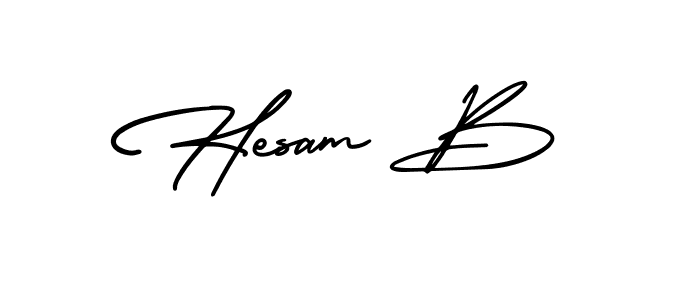 How to make Hesam B name signature. Use AmerikaSignatureDemo-Regular style for creating short signs online. This is the latest handwritten sign. Hesam B signature style 3 images and pictures png