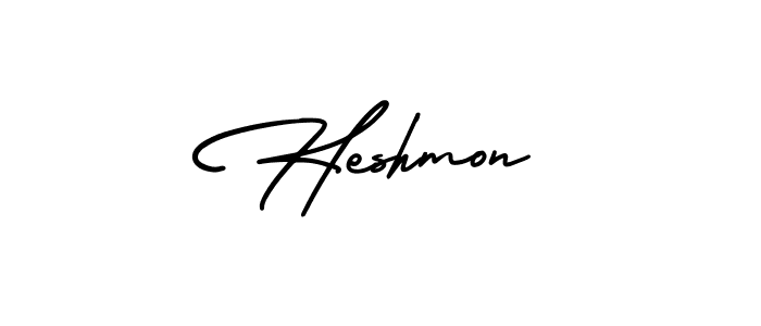 The best way (AmerikaSignatureDemo-Regular) to make a short signature is to pick only two or three words in your name. The name Heshmon include a total of six letters. For converting this name. Heshmon signature style 3 images and pictures png