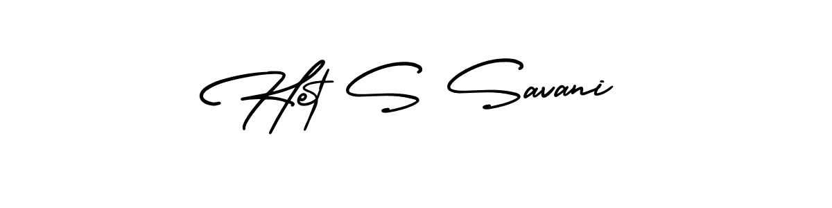 The best way (AmerikaSignatureDemo-Regular) to make a short signature is to pick only two or three words in your name. The name Het S Savani include a total of six letters. For converting this name. Het S Savani signature style 3 images and pictures png