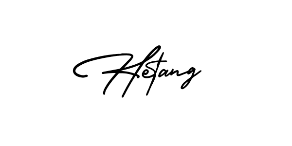 Use a signature maker to create a handwritten signature online. With this signature software, you can design (AmerikaSignatureDemo-Regular) your own signature for name Hetang. Hetang signature style 3 images and pictures png