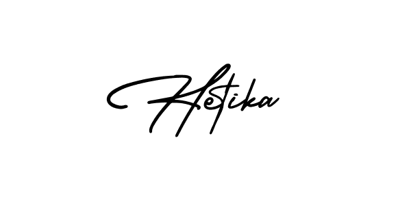 How to make Hetika name signature. Use AmerikaSignatureDemo-Regular style for creating short signs online. This is the latest handwritten sign. Hetika signature style 3 images and pictures png