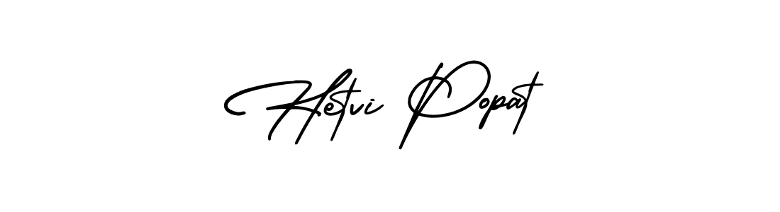 You should practise on your own different ways (AmerikaSignatureDemo-Regular) to write your name (Hetvi Popat) in signature. don't let someone else do it for you. Hetvi Popat signature style 3 images and pictures png