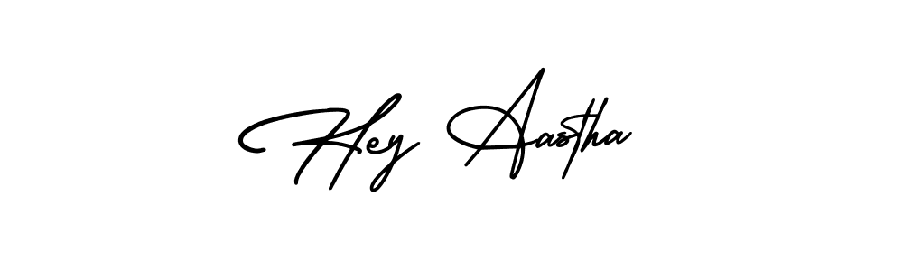 Make a beautiful signature design for name Hey Aastha. With this signature (AmerikaSignatureDemo-Regular) style, you can create a handwritten signature for free. Hey Aastha signature style 3 images and pictures png