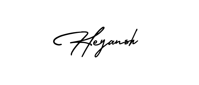 You should practise on your own different ways (AmerikaSignatureDemo-Regular) to write your name (Heyansh) in signature. don't let someone else do it for you. Heyansh signature style 3 images and pictures png
