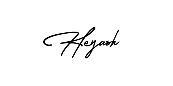 You should practise on your own different ways (AmerikaSignatureDemo-Regular) to write your name (Heyash) in signature. don't let someone else do it for you. Heyash signature style 3 images and pictures png