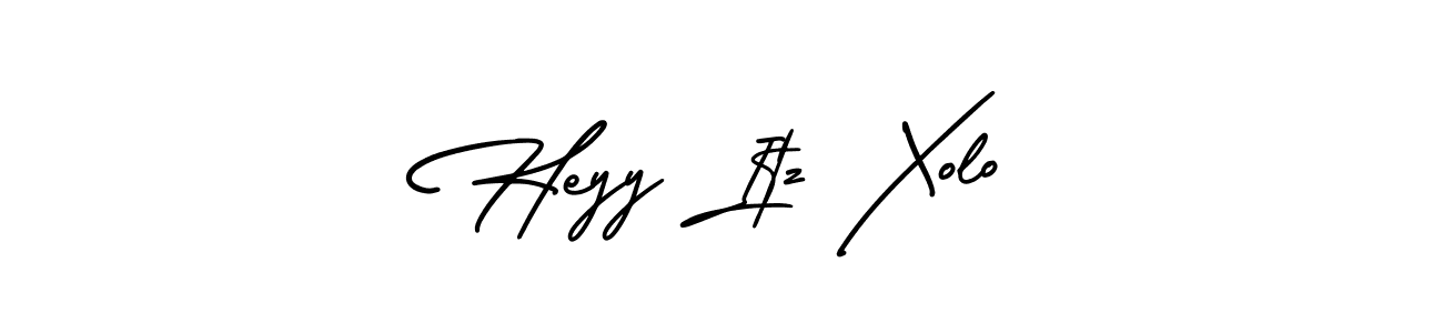 Make a short Heyy Itz Xolo signature style. Manage your documents anywhere anytime using AmerikaSignatureDemo-Regular. Create and add eSignatures, submit forms, share and send files easily. Heyy Itz Xolo signature style 3 images and pictures png