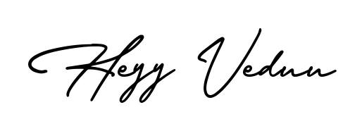 A sleek calligraphic signature for name Heyy Veduu utilizing AmerikaSignatureDemo-Regular styling. Great for adding personal signatures to photos and art. Heyy Veduu signature style 3 images and pictures png