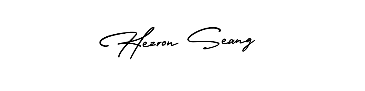 Create a beautiful signature design for name Hezron Seang. With this signature (AmerikaSignatureDemo-Regular) fonts, you can make a handwritten signature for free. Hezron Seang signature style 3 images and pictures png