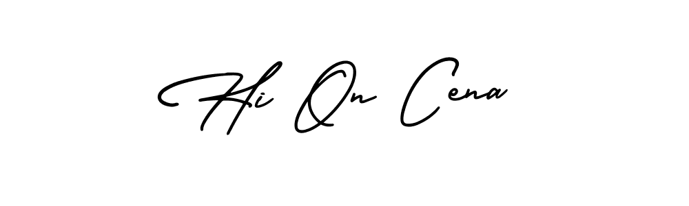 The best way (AmerikaSignatureDemo-Regular) to make a short signature is to pick only two or three words in your name. The name Hi On Cena include a total of six letters. For converting this name. Hi On Cena signature style 3 images and pictures png