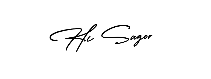 Design your own signature with our free online signature maker. With this signature software, you can create a handwritten (AmerikaSignatureDemo-Regular) signature for name Hi Sagor. Hi Sagor signature style 3 images and pictures png