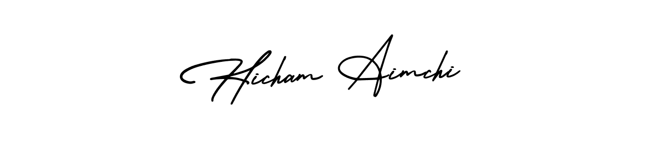 Make a short Hicham Aimchi signature style. Manage your documents anywhere anytime using AmerikaSignatureDemo-Regular. Create and add eSignatures, submit forms, share and send files easily. Hicham Aimchi signature style 3 images and pictures png