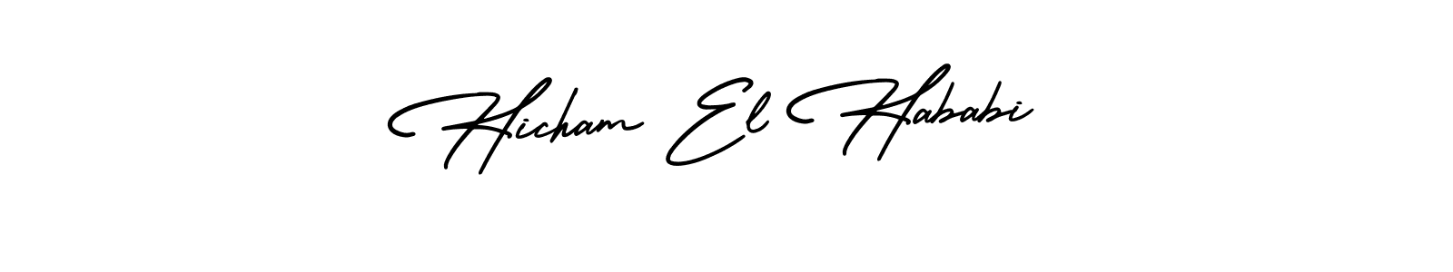 The best way (AmerikaSignatureDemo-Regular) to make a short signature is to pick only two or three words in your name. The name Hicham El Hababi include a total of six letters. For converting this name. Hicham El Hababi signature style 3 images and pictures png