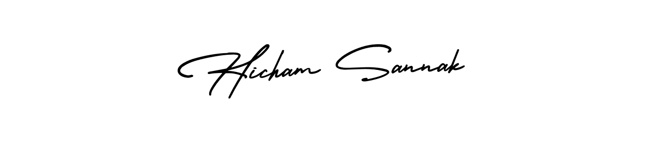 Hicham Sannak stylish signature style. Best Handwritten Sign (AmerikaSignatureDemo-Regular) for my name. Handwritten Signature Collection Ideas for my name Hicham Sannak. Hicham Sannak signature style 3 images and pictures png