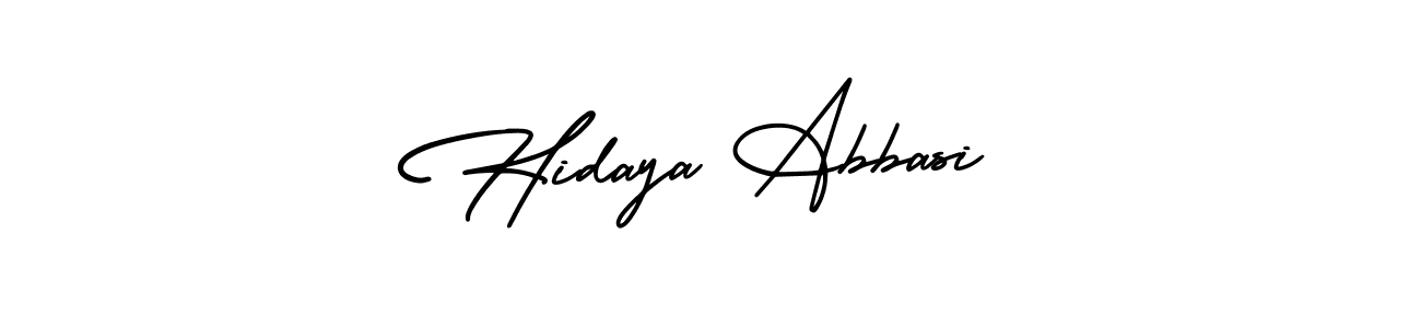 The best way (AmerikaSignatureDemo-Regular) to make a short signature is to pick only two or three words in your name. The name Hidaya Abbasi include a total of six letters. For converting this name. Hidaya Abbasi signature style 3 images and pictures png