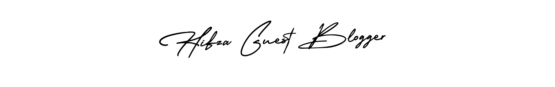 Use a signature maker to create a handwritten signature online. With this signature software, you can design (AmerikaSignatureDemo-Regular) your own signature for name Hifza Guest Blogger. Hifza Guest Blogger signature style 3 images and pictures png