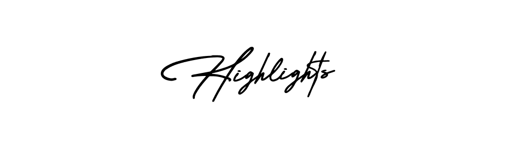 Design your own signature with our free online signature maker. With this signature software, you can create a handwritten (AmerikaSignatureDemo-Regular) signature for name Highlights. Highlights signature style 3 images and pictures png