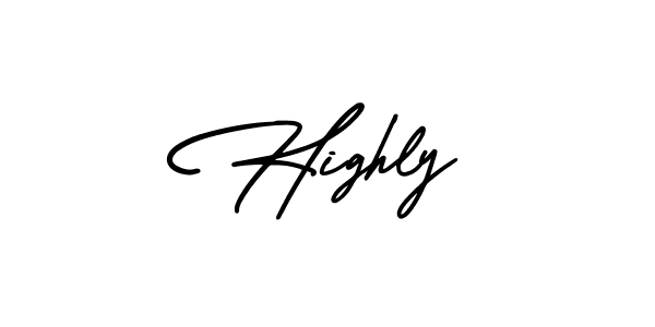 The best way (AmerikaSignatureDemo-Regular) to make a short signature is to pick only two or three words in your name. The name Highly include a total of six letters. For converting this name. Highly signature style 3 images and pictures png