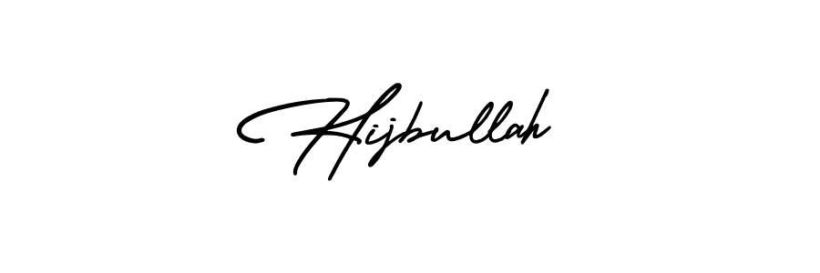 How to make Hijbullah name signature. Use AmerikaSignatureDemo-Regular style for creating short signs online. This is the latest handwritten sign. Hijbullah signature style 3 images and pictures png