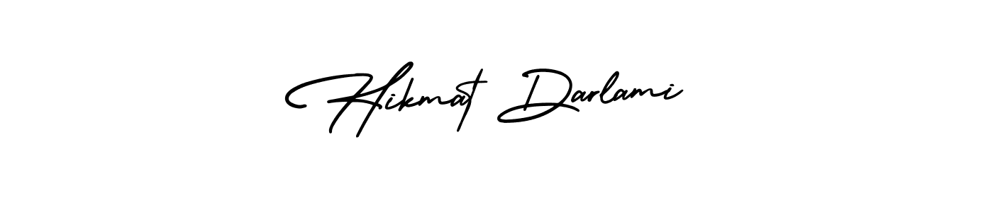 How to make Hikmat Darlami name signature. Use AmerikaSignatureDemo-Regular style for creating short signs online. This is the latest handwritten sign. Hikmat Darlami signature style 3 images and pictures png