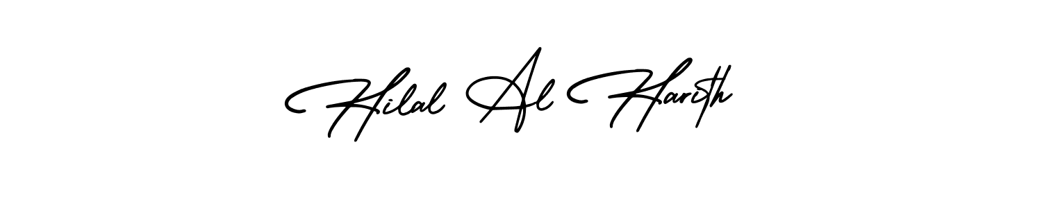 This is the best signature style for the Hilal Al Harith name. Also you like these signature font (AmerikaSignatureDemo-Regular). Mix name signature. Hilal Al Harith signature style 3 images and pictures png