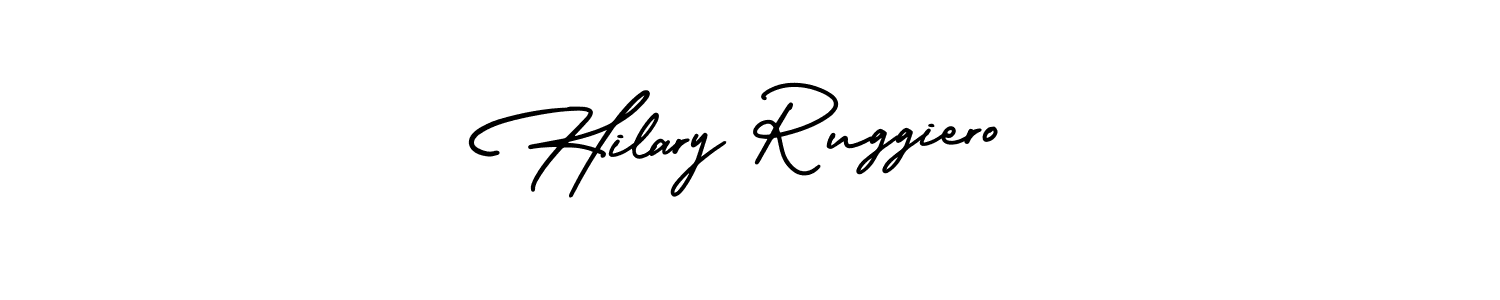 You should practise on your own different ways (AmerikaSignatureDemo-Regular) to write your name (Hilary Ruggiero) in signature. don't let someone else do it for you. Hilary Ruggiero signature style 3 images and pictures png