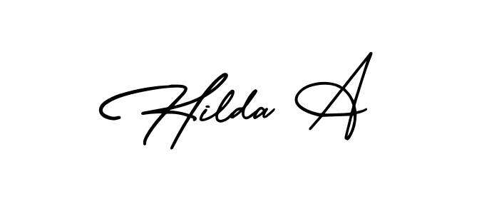 Design your own signature with our free online signature maker. With this signature software, you can create a handwritten (AmerikaSignatureDemo-Regular) signature for name Hilda A. Hilda A signature style 3 images and pictures png