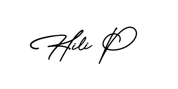 Use a signature maker to create a handwritten signature online. With this signature software, you can design (AmerikaSignatureDemo-Regular) your own signature for name Hili P. Hili P signature style 3 images and pictures png