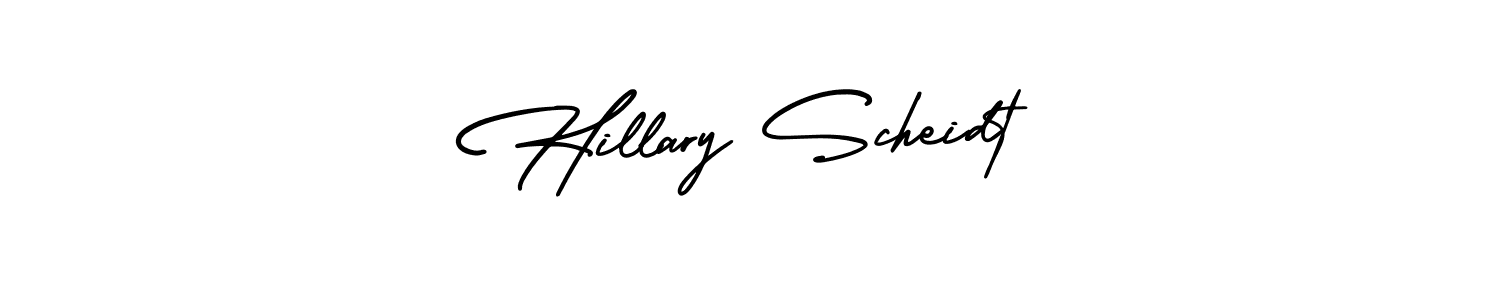 The best way (AmerikaSignatureDemo-Regular) to make a short signature is to pick only two or three words in your name. The name Hillary Scheidt include a total of six letters. For converting this name. Hillary Scheidt signature style 3 images and pictures png