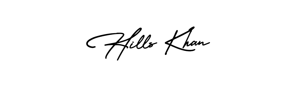 Hills Khan stylish signature style. Best Handwritten Sign (AmerikaSignatureDemo-Regular) for my name. Handwritten Signature Collection Ideas for my name Hills Khan. Hills Khan signature style 3 images and pictures png