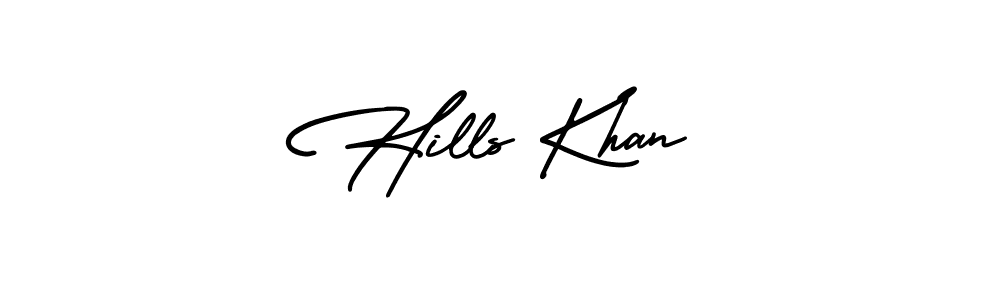 if you are searching for the best signature style for your name Hills Khan. so please give up your signature search. here we have designed multiple signature styles  using AmerikaSignatureDemo-Regular. Hills Khan signature style 3 images and pictures png
