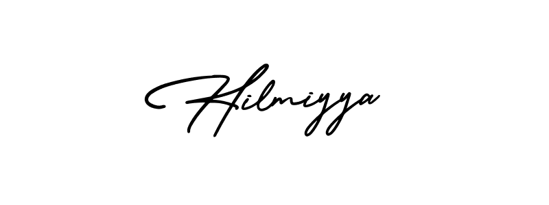 The best way (AmerikaSignatureDemo-Regular) to make a short signature is to pick only two or three words in your name. The name Hilmiyya include a total of six letters. For converting this name. Hilmiyya signature style 3 images and pictures png