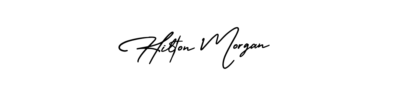 How to make Hilton Morgan name signature. Use AmerikaSignatureDemo-Regular style for creating short signs online. This is the latest handwritten sign. Hilton Morgan signature style 3 images and pictures png
