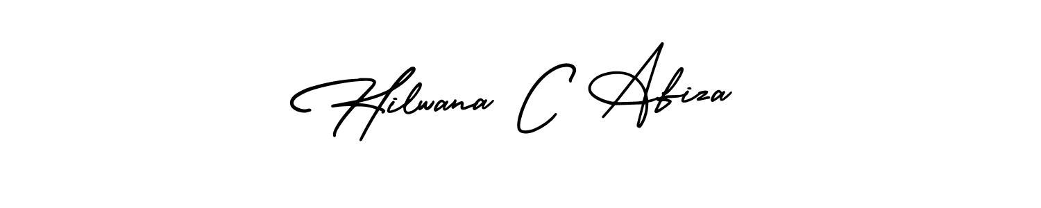 This is the best signature style for the Hilwana C Afiza name. Also you like these signature font (AmerikaSignatureDemo-Regular). Mix name signature. Hilwana C Afiza signature style 3 images and pictures png