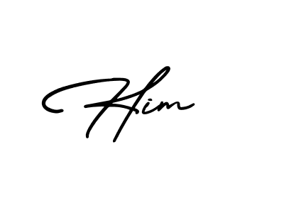 You should practise on your own different ways (AmerikaSignatureDemo-Regular) to write your name (Him ) in signature. don't let someone else do it for you. Him  signature style 3 images and pictures png