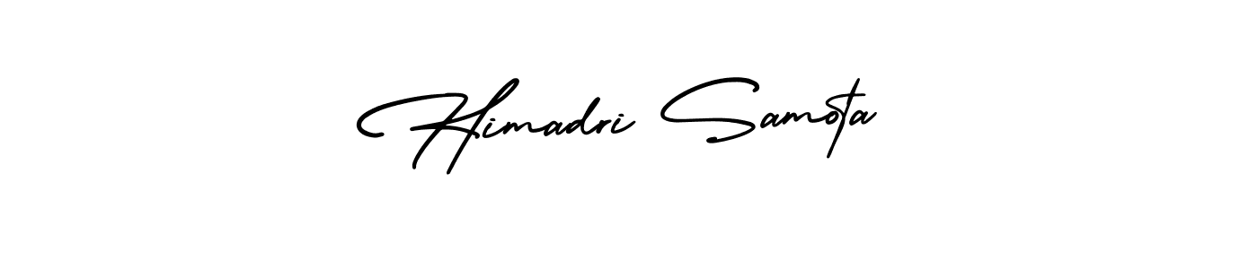 You should practise on your own different ways (AmerikaSignatureDemo-Regular) to write your name (Himadri Samota) in signature. don't let someone else do it for you. Himadri Samota signature style 3 images and pictures png
