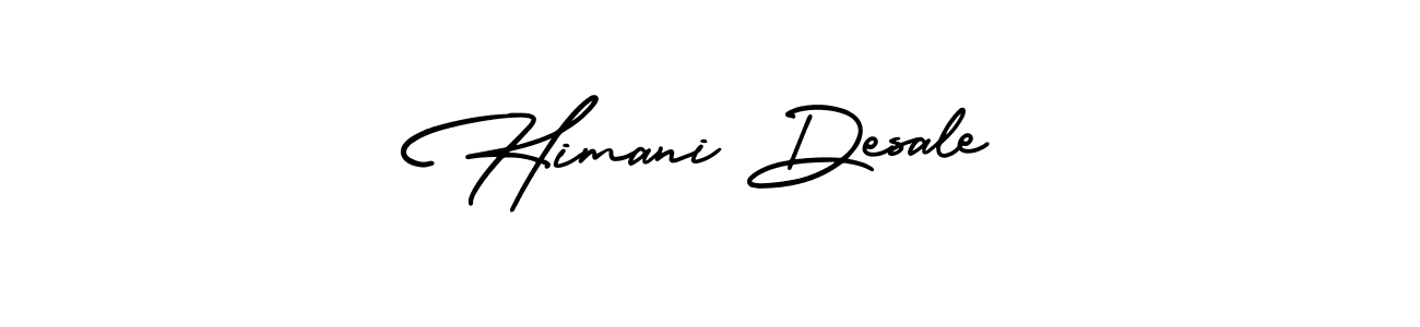 You should practise on your own different ways (AmerikaSignatureDemo-Regular) to write your name (Himani Desale) in signature. don't let someone else do it for you. Himani Desale signature style 3 images and pictures png